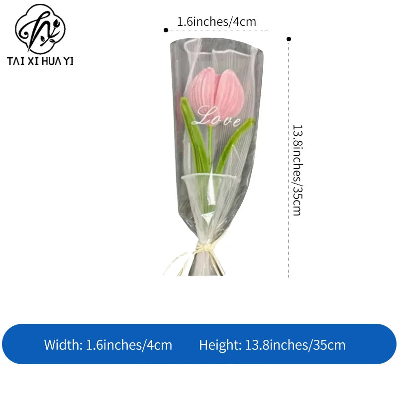 Handmade Artificial Polyester Tulip Pipe Twist Bar Weaving Bouquet Creative for Wedding Christmas and Mother's Day Gift
