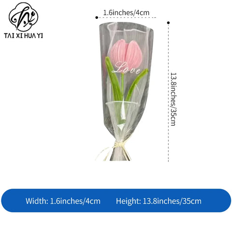 Handmade Artificial Polyester Tulip Pipe Twist Bar Weaving Bouquet Creative for Wedding Christmas and Mother's Day Gift