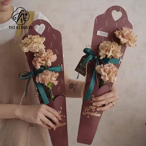 10pcs New Creative Kraft Paper Flower Box for Valentines Day Gifts and Flower Wrapping Packaging