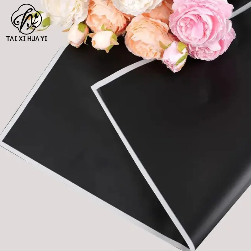 Waterproof Eco-Friendly Recyclable Korean Su Material Single Side Coating Black White Aristocratic Packaging Paper Floral