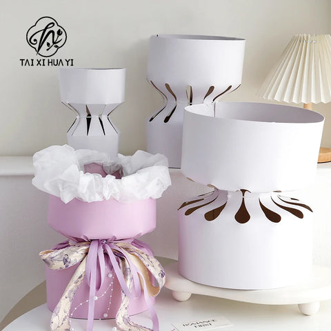 Round Cylinder Bouquet Lined with Fast Wrapping Flower Artifact Stamped Flowers Wrapping Paper Material Folded Elegant Folders