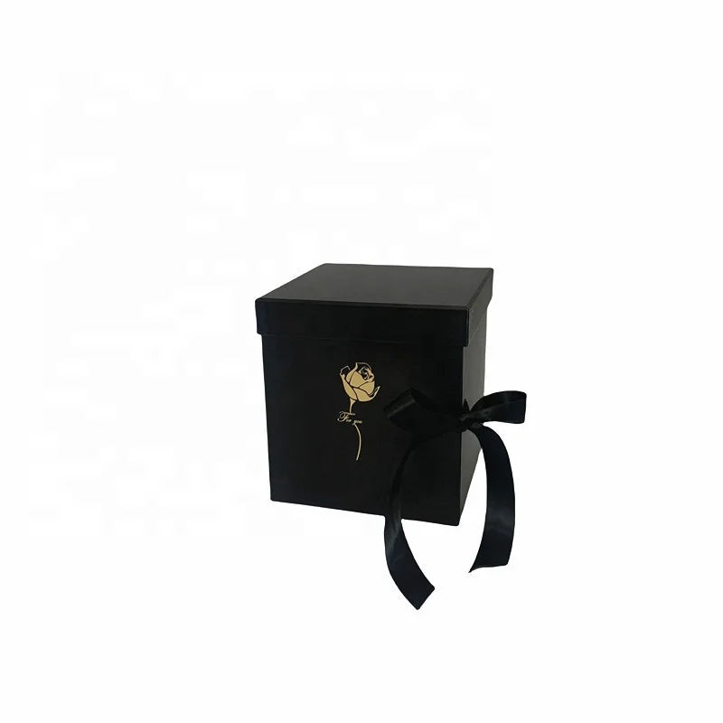 Rotating Square Rigid Gift Box Sponge Flower Packaging Valentine's Day Qixi Wedding Birthday Recycled Materials Coated Paper