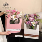 Unique Square Folded Flower Gift Box Bonsai Pot Holder for Flower Shop Paper Wrap Material