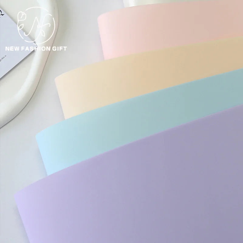 Waterproof Single-Sided Coated Plastic Flower Wrapping Paper Pure Solid Color Bouquet Packaging Sheets for Florists