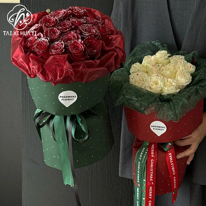 Wholesale PE Coated Single Lychee Textured Flower Wrapping Paper Custom Offset Printing Waterproof for Bouquet Gift Packaging รูปสินค้าหลัก