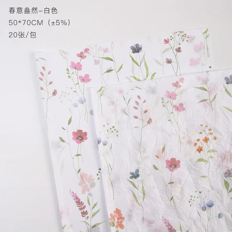 Wholesale Coated Flower Wrapping Paper Colorful Floral Pattern Waterproof Bouquet Packing Paper for Florists