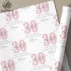 Wholesale Personalized Baby Girl 1st Birthday Wrapping Paper, Custom Print Pink Floral Gift Wrap Sheet for First Birthday Party