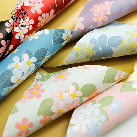 58*58cm Colorful Flower Design Waterproof Wrapping Paper Golden Package Bouquet Packaging Supplies