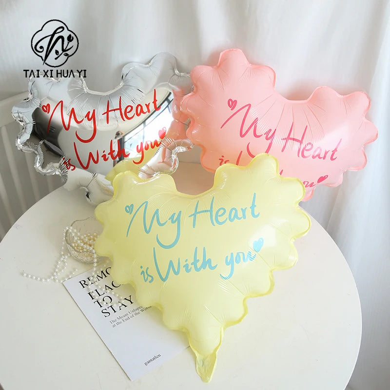 Waterproof Heart-Shaped Balloon for Valentine's Day Wave Floral Resin Paper Packaging Bouquet for Flowers