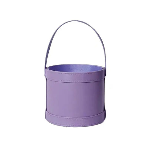 Elegant Handheld Leather Hug Boxes Paper Souvenir Flower Gift Boxes with Round Bucket for Bouquets