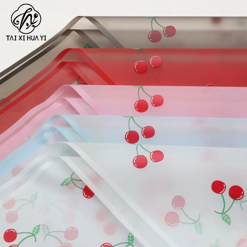 Cherry Flower DIY Handmade Bouquet Packaging Paper Korean Su Plastic Single Side Coated Semi Transparent