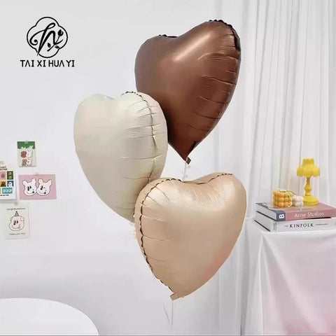 High Quality 18-Inch Star Heart Shape Foil Balloons Cream Caramel Coffee Retro Colors Gift Inflatable Decoration