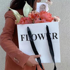 Minimalist Elegant Floral Handmade Kraft Paper & White Gift Bags Elegant Floral Carry Bags for Fashion & Gifts