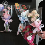 Wholesale Single Rose Packing Supplies Semi-transparent Flower Bouquet Bags PE Coating on Single Side for Florists