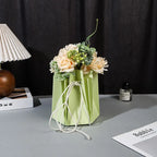 Hand-made Hexagonal Hug Flower Bag Rose Bouquet Recycled Kraft Paper Waterproof Luxury Square Shape Cotton Rope Offset Printing