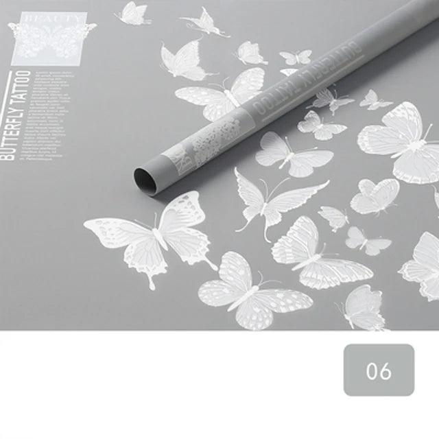 Butterfly Dance Floral Flower Art Wrapping Paper 58x58cm Recyclable PVC Coated Jelly Film Bag with Custom Options