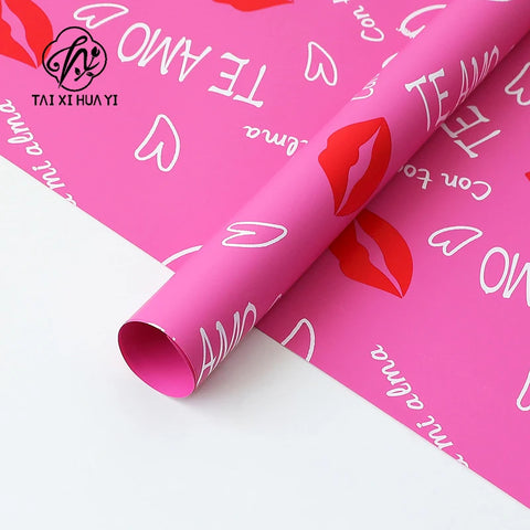 Valentine's Day Red Flower Wrapping Paper Single Side Coated Water-proof Eco-friendly Recyclable