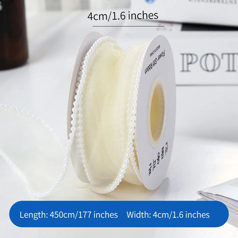 Luxury Dacron Pearl Fish Tail Satin Yarn Ribbon Biodegradable Wave Winding Handmade Bouquet Flower Valentine's Day Wedding