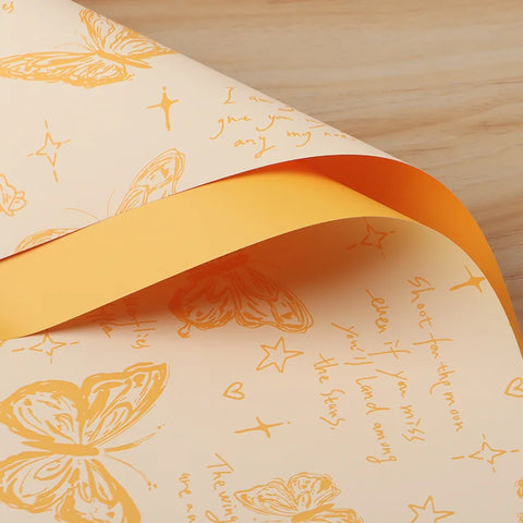 Waterproof Retro Butterfly Floral Arrangement New Single-Sided Coated Plastic BOPP Flower Packaging Paper Material
