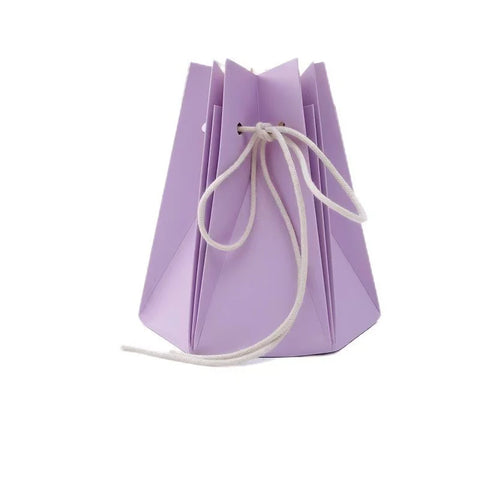 Hand-made Hexagonal Hug Flower Bag Rose Bouquet Recycled Kraft Paper Waterproof Luxury Square Shape Cotton Rope Offset Printing