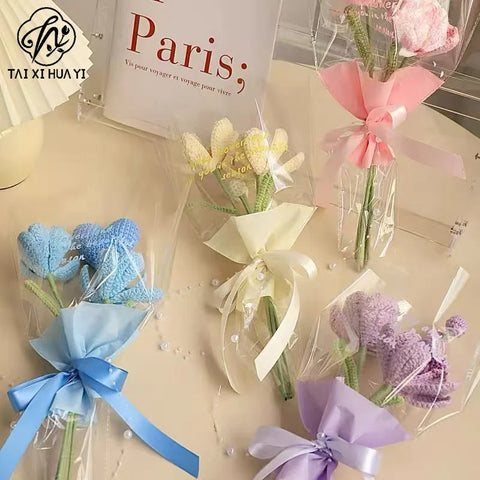 Wholesale Single Rose Packing Supplies Semi-transparent Flower Bouquet Bags PE Coating on Single Side for Florists