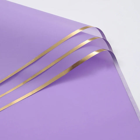 58*58cm Virgin Art Paper Roll Golden Edge Waterproof PE Coating Plastic Floral Gift Wrapping Packaging Florist