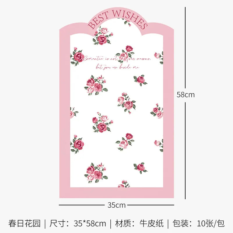 Mother's Day Eco-Friendly Recyclable Sweetheart Style Flower Kraft Paper Packaging Single Side Coated Elegant Romantic Gift Wrap