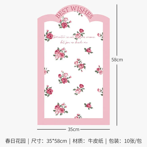 Mother's Day Eco-Friendly Recyclable Sweetheart Style Flower Kraft Paper Packaging Single Side Coated Elegant Romantic Gift Wrap