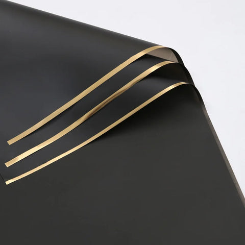 Waterproof Gold Edge Jelly Film Flower Wrapping Paper Matte Translucent Bouquet Recyclable Customizable Shop Packaging Material