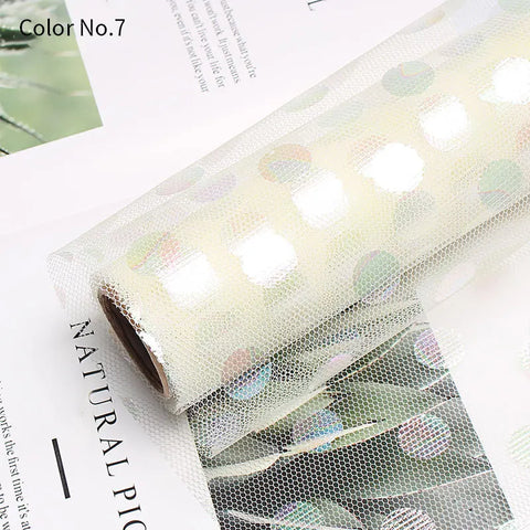 Colorful Wave Dot Flower Arrangement Packaging Mesh Single Side Coated Flower Yarn for Bouquet Packaging