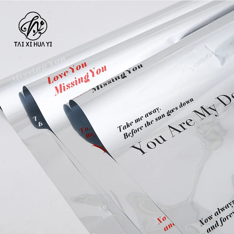 Valentine's Day Waterproof PE Coated Plastic Wrapping Paper 58*58cm for Bouquet Flower Gift Packaging รูปสินค้ารอง