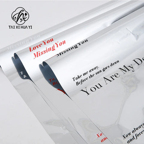 Valentine's Day Waterproof PE Coated Plastic Wrapping Paper 58*58cm for Bouquet Flower Gift Packaging