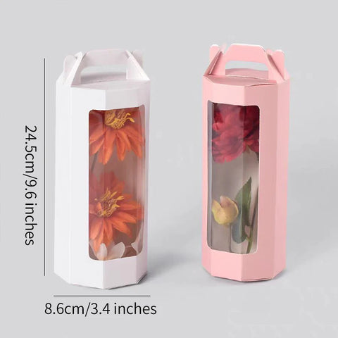 Portable Folding Flower Gift Box Window Display Simple Octagonal Transparent Packaging Eco-Friendly Recycled Materials Gift