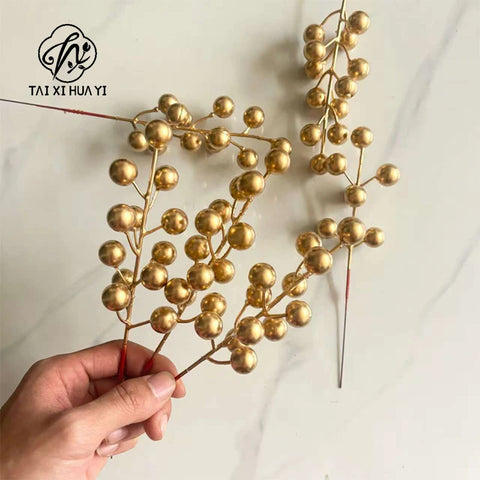 Iron Red Fruit Branches Golden Fortune Christmas Decoration Flower Pot Hanging Accessories Factory Wholesale