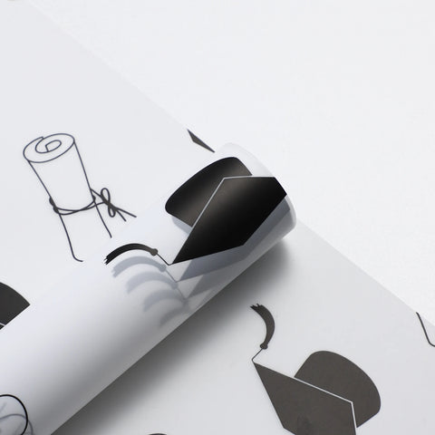 Premium Quality Floral Bouquet Wrapping Paper Graduation Hat Printed Specialty PE Coated Gravure Printing Compatible