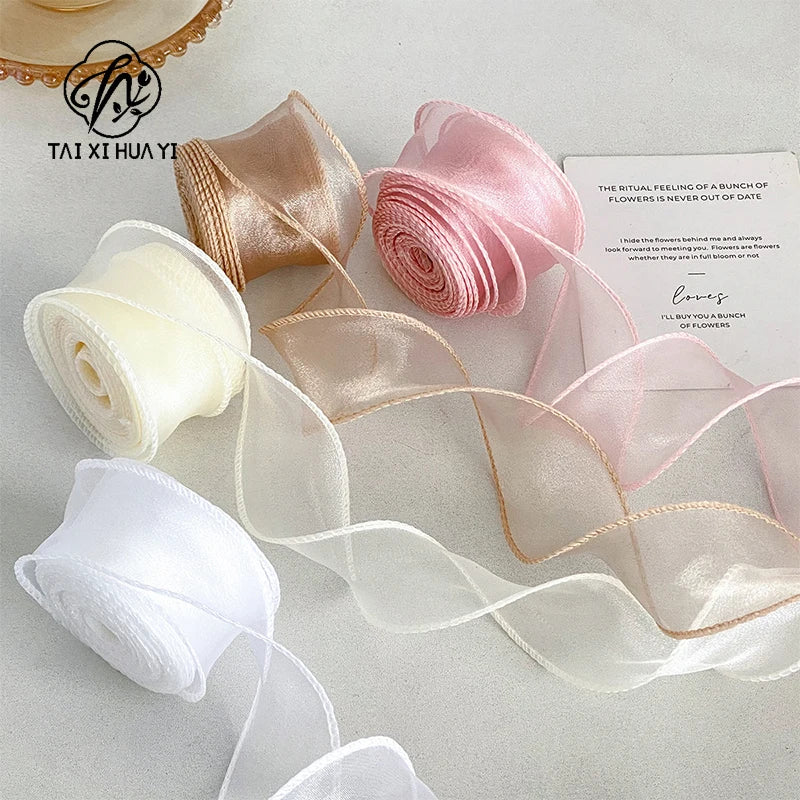 Fishtail Luxury Satin Silk Ribbon Fresh Flower DIY Material Wavy Edge Bow Ribbon Cake Edge Christmas รูปสินค้าหลัก
