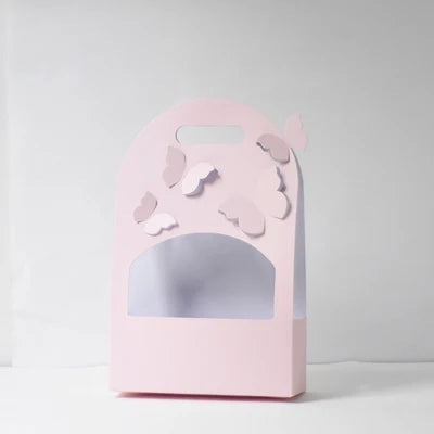 Valentine's Day Gift Bow Knot Flower Box Kraft Paper Folding Design for Flower Shop and Personal Gift Packaging