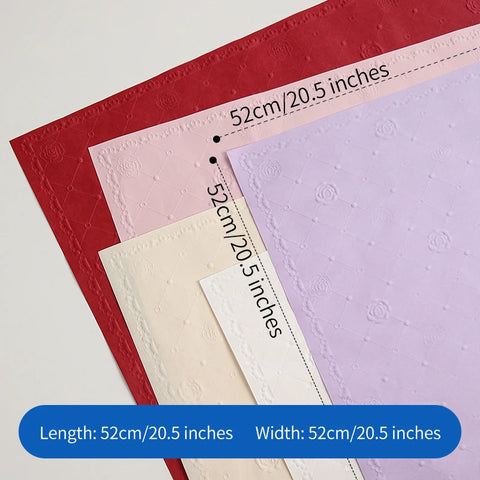 Fresh Flower Bouquet and Gift Wrapping 52x52cm Rose Pattern Embossed Specialty Paper with PE Coating for Valentine's Day