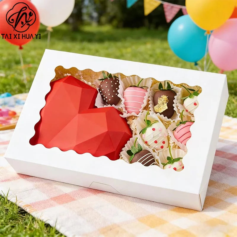 Customized Recycled Materials Embossing Cookie Bakery Cake Roll Drawer Cardboard Paper Box Lamination Disposable