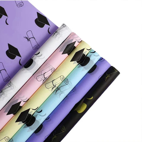 Premium Quality Floral Bouquet Wrapping Paper Graduation Hat Printed Specialty PE Coated Gravure Printing Compatible