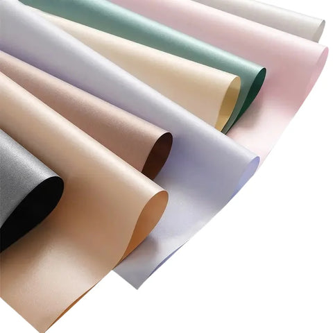 Single-Sided Coated Floral Paper Wrapped Waterproof Pearl Satin Silk Texture and Thickened Silver Glitter Film