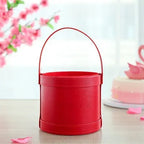 Korean Flower Arrangement Handheld Leather Round Gift Box Qixi Rose Bouquet for Cosmetic Use Handmade Round Hand Holding Bucket