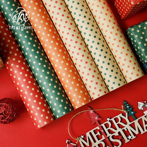 Single-Sided Polka Dot Kraft Wrapping Paper Recyclable Christmas Dotted Packaging Gift Wrap Gift Wrapping Paper