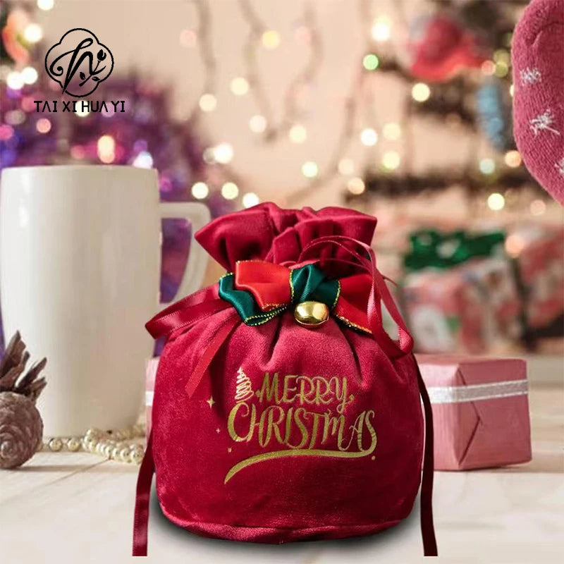 Exquisite Velvet Santa Claus Xmas New Year Candy Bag Craft New Christmas Gifts Drawstring Children Stamp Main image