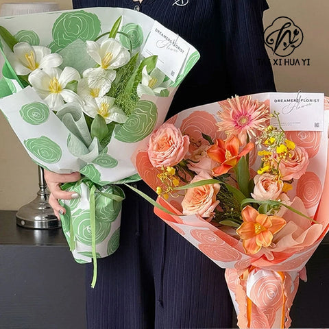 DIY Valentine's Day Gift 58*58cm Art Paper Rose & Carnations Wrapping Paper Virgin Pulp Style Flower Wrapping Paper