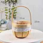 Aierflorist Handmade Eco-Friendly Multifunction Straw Seagrass Rustic Wedding Favor Party Decoration Rope Woven Basket Storage