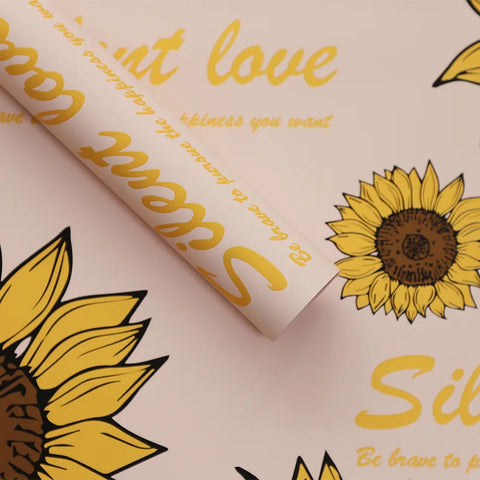 Waterproof Coated Sunflower Art Packaging Paper Flower Wrapping Paper for Flowers for Flowers and Other Items