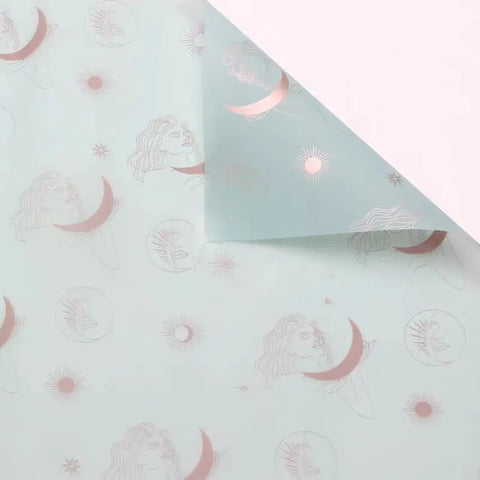 Wholesale Moon Pattern Art Paper Flower Wrapping Waterproof Birthday Gift Packaging Tissue for Florists Gift Wrapping Paper
