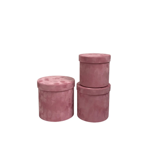 Set of 3 Velvet Round Cylinder Rigid Boxes Floral Shop Supplies for Fresh Flowers Bouquet Packaging Holiday Gift