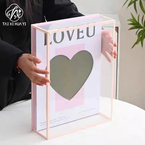 Acrylic Transparent Heart-shaped Gift Box Square Box Flower Bouquet Packaging for Roses Rose Box Storage
